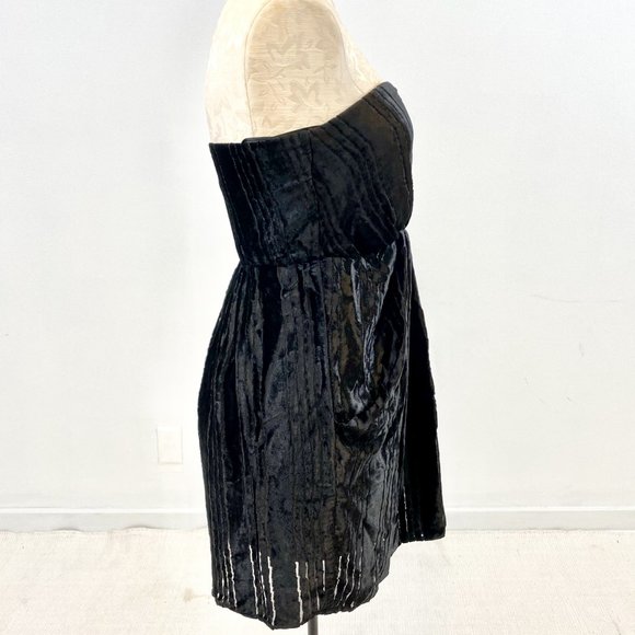 Anthropologie 4 Silk Velvet Mini Dress Black LBD - Picture 6 of 9